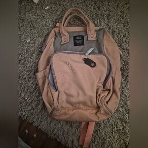 Heine Diaper Bag Backpack – Pink & Gray Baby Mummy Bag Multi-Pocket